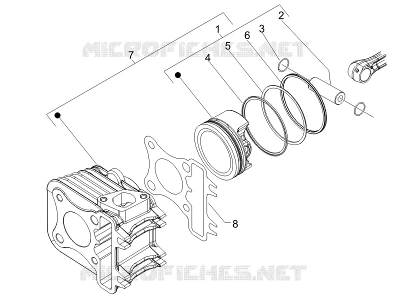 Groupe cylindre-piston-axe PIAGGIO PIAGGIO-SCOOTER 150 LIBERTY 2008  Liberty 4T E3