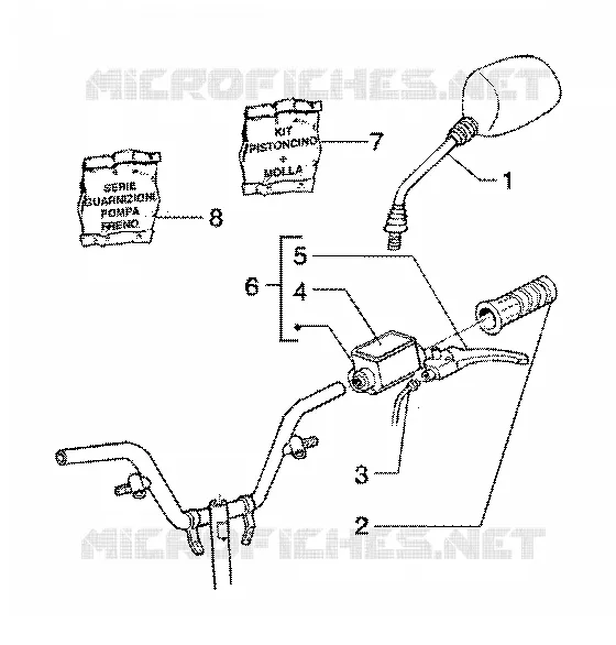 Handlebars component parts (vehicle with rear hub brake) GILERA GILERA-SCOOTER 125 RUNNER 1998  Runner 125 FX 2T