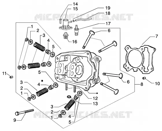 Cylinder head-valves GILERA GILERA-SCOOTER 125 RUNNER 2004  Runner 125 VX 4T
