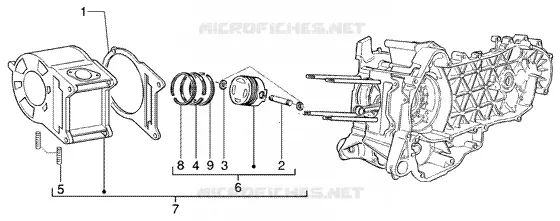 Cylinder-piston-wrist pin, assy GILERA GILERA-SCOOTER 200 RUNNER 2004  Runner 200 VXR 4T