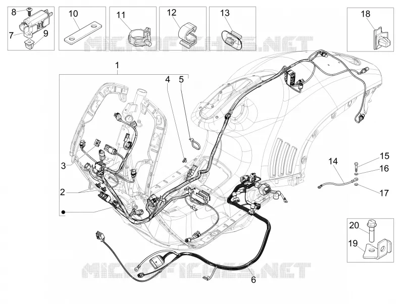 Faisceau de câbles principal VESPA VESPA-SCOOTER 125 946 2017  946 RED 125 4T 3V ABS E4
