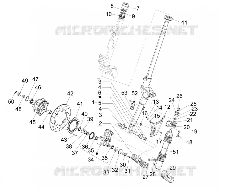 Fourche/tube direction - Ensemble butée dir. VESPA VESPA-SCOOTER 125 946 2014  946 125 4T 3V ABS E3