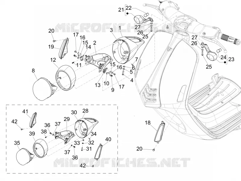 Eclairages avant - Clignotants VESPA VESPA-SCOOTER 150 946 2015  946 150 4T 3V ABS