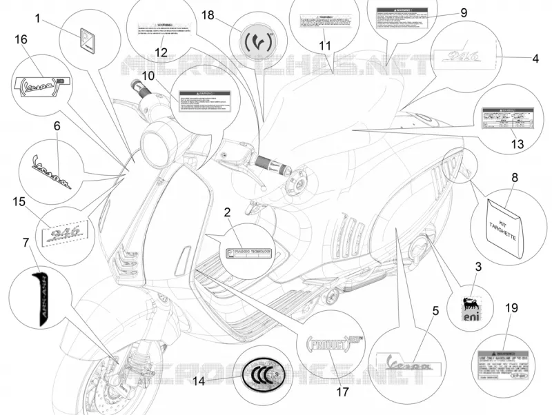 Monogrammes - Decorations VESPA VESPA-SCOOTER 150 946 2015  946 150 4T 3V ABS