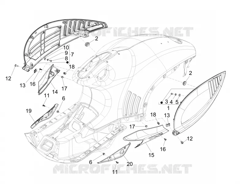 Couvertures laterales - Spoiler VESPA VESPA-SCOOTER 125 946 2015  946 ARMANI 125 4T 3V ABS E3