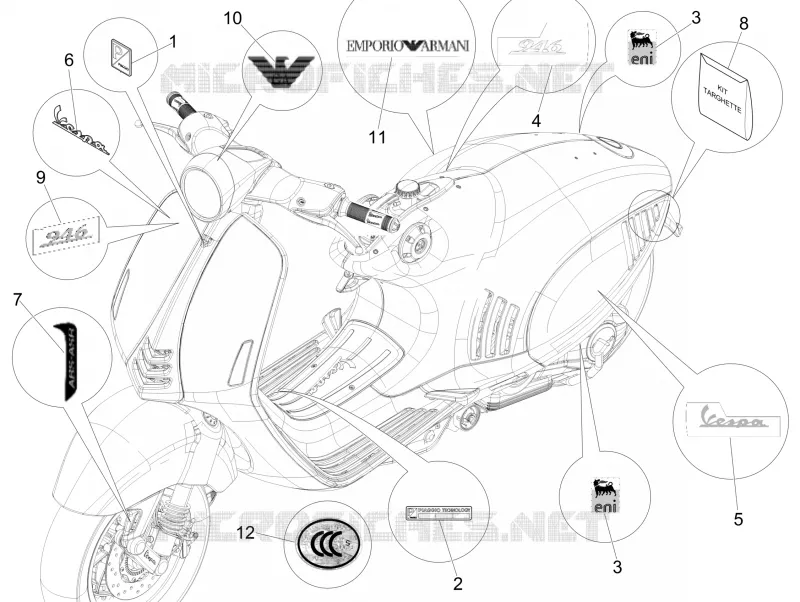 Monogrammes - Decorations VESPA VESPA-SCOOTER 150 946 2017  946 ARMANI 150 4T 3V ABS E3