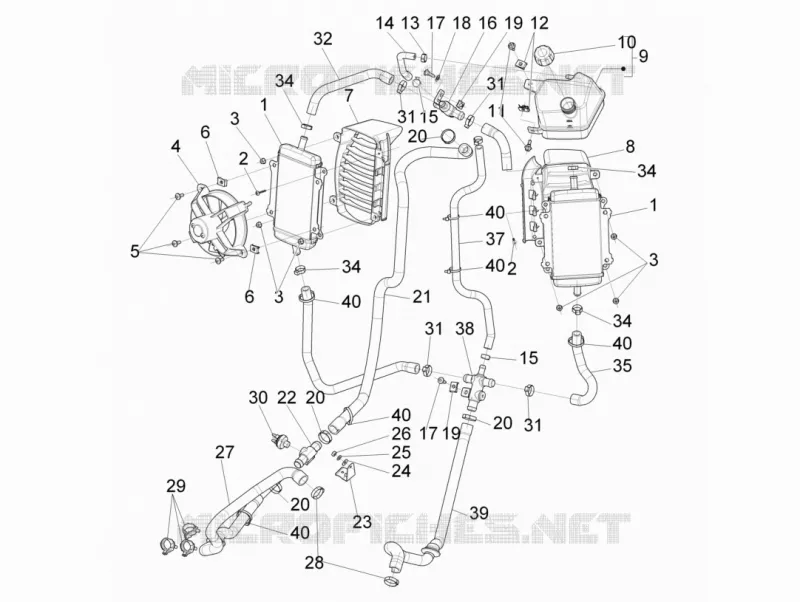 Instalation de refoidissement VESPA VESPA-SCOOTER 300 GTV 2017  GTV 300 SEI GIORNI ie E4 ABS