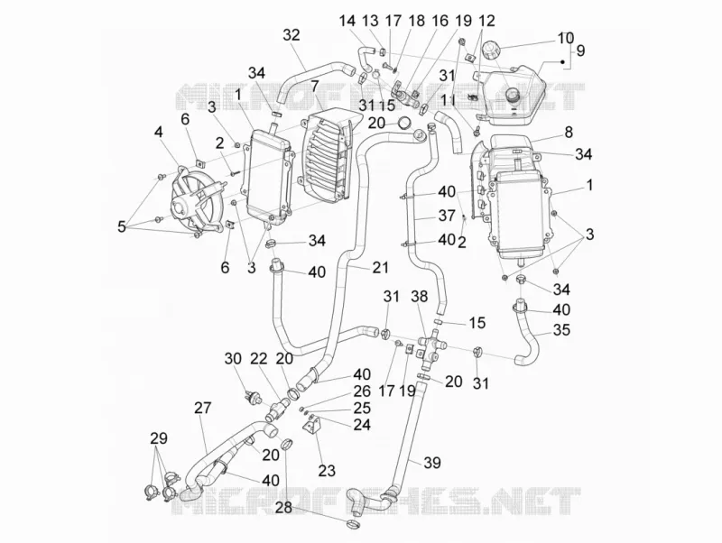 Instalation de refoidissement VESPA VESPA-SCOOTER 300 GTV 2017  GTV 300 SEI GIORNI ie E4 ABS