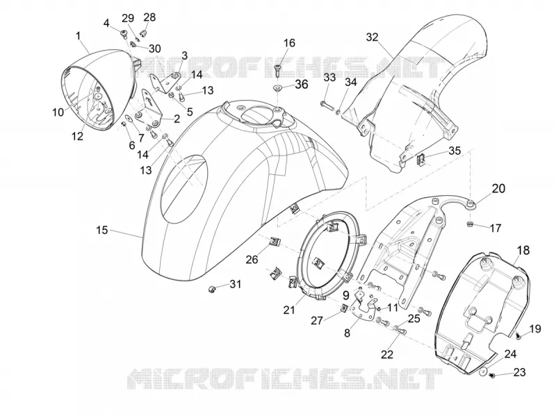 Logement roue - Garde boue VESPA VESPA-SCOOTER 300 GTV 2017  GTV 300 SEI GIORNI ie E4 ABS