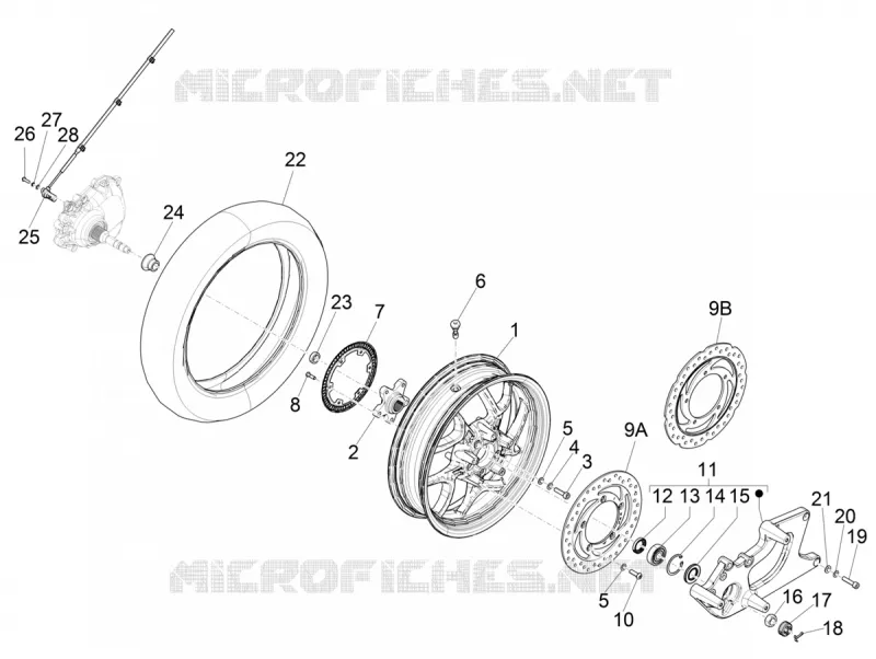 ROUE ARRIERE PIAGGIO PIAGGIO-SCOOTER 150 MEDLEY 2020  Medley 150 4T ie ABS Euro 4
