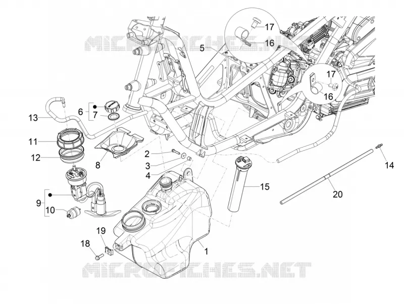 Reservoir carburant PIAGGIO PIAGGIO-SCOOTER 300 MP3 2019  MP3 300 HPE / 300 HPE Sport Euro 4 ABS