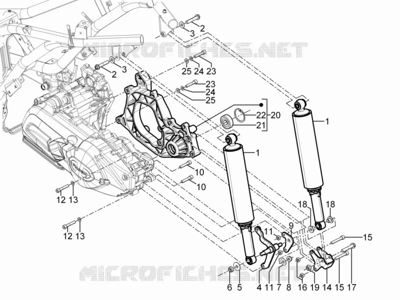 Suspension arrière - Amortisseur/s PIAGGIO PIAGGIO-SCOOTER 300 MP3 2019  MP3 300 HPE / 300 HPE Sport Euro 4 ABS