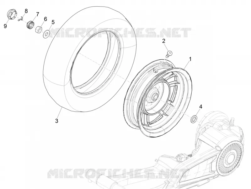 ROUE ARRIERE VESPA VESPA-SCOOTER Electric VESPA 2019  Elettrica 25 km/h