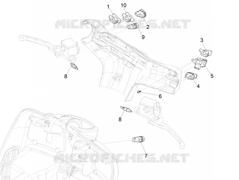 COMMODOS - INTERRUPTEURS VESPA VESPA-SCOOTER 300 GTS 2020  GTS 300 HPE 4T/4V ie ABS Euro 4