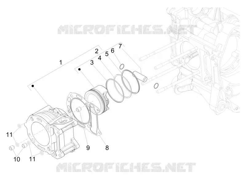 Groupe cylindre-piston-axe VESPA VESPA-SCOOTER 300 GTS 2019  GTS 300 HPE 4T/4V ie ABS Euro 4