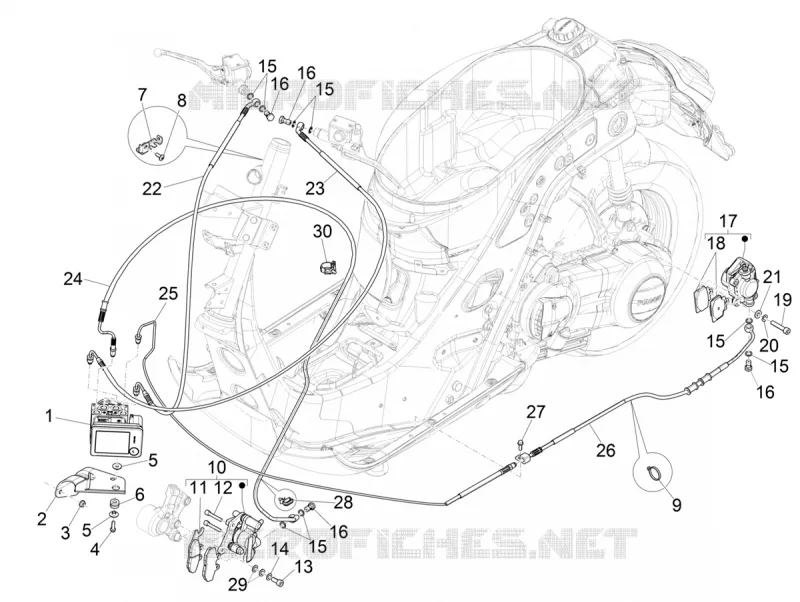 Tuyaus du freins - Etriers de frein (ABS) VESPA VESPA-SCOOTER 300 GTS 2019  GTS 300 HPE 4T/4V ie ABS Euro 4