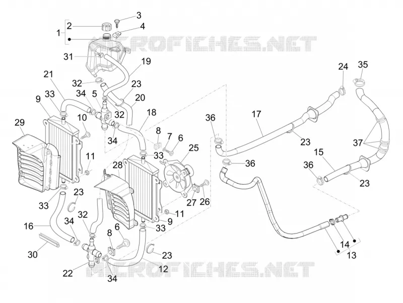 Instalation de refoidissement VESPA VESPA-SCOOTER 300 GTS 2019  GTS 300 Supertech HPE 4T/4V ie Euro 4 ABS