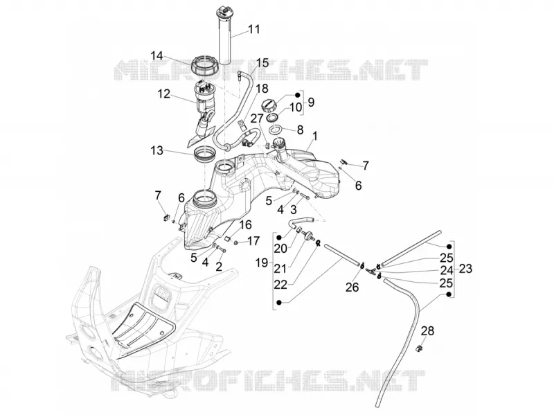 Reservoir carburant VESPA VESPA-SCOOTER 300 GTS 2018  GTS 300 Supertech HPE 4T/4V ie ABS Euro 4