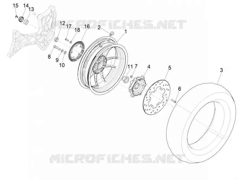 ROUE ARRIERE VESPA VESPA-SCOOTER 300 GTV 2019  GTV 300 HPE SEI GIORNI ie Euro 4 ABS