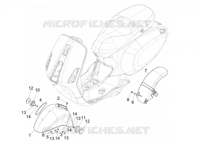 Logement roue - Garde boue VESPA VESPA-SCOOTER 50 PRIMAVERA 2019  Primavera 50 4T 3V Euro 4