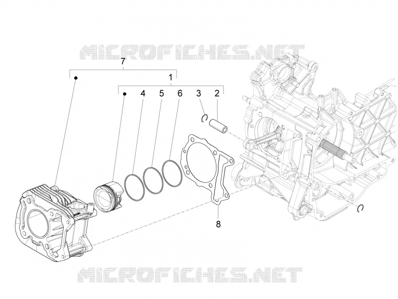 Groupe cylindre-piston-axe VESPA VESPA-SCOOTER 150 SXL 2019  SXL 150 4T 3V CARB
