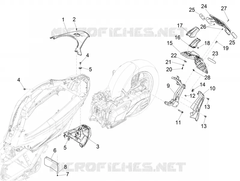 Couvercle arrière - Pare-boue PIAGGIO PIAGGIO-SCOOTER 400 BEVERLY 2023  Beverly 400 4T/4V Euro 5 ABS