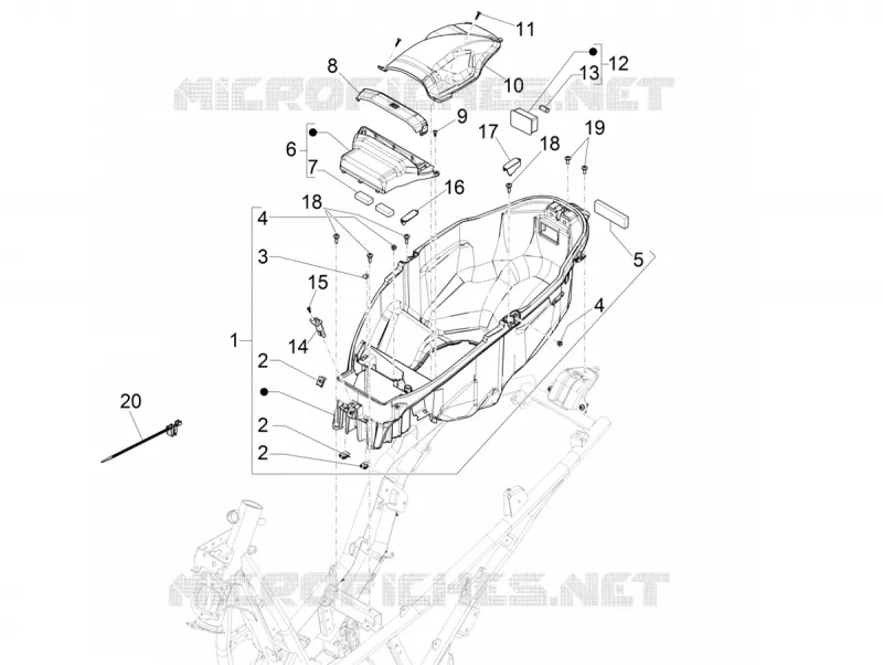 Logement casque - Dessous de selle PIAGGIO PIAGGIO-SCOOTER 400 BEVERLY 2022  Beverly 400 4T/4V HPE Euro 5 ABS