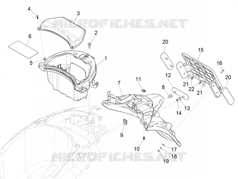 Couvercle arrière - Pare-boue PIAGGIO PIAGGIO-SCOOTER 125 LIBERTY 2020  Liberty 125 4T iGet 3V ie ABS Euro 5