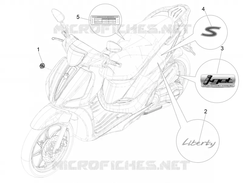AUTOCOLLANTS - ETIQUETTES PIAGGIO PIAGGIO-SCOOTER 50 LIBERTY 2021  Liberty 50 iGet 4T 3V Euro 5