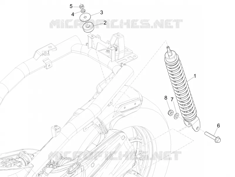 Suspension arrière - Amortisseur/s PIAGGIO PIAGGIO-SCOOTER 50 LIBERTY 2024  Liberty 50 iGet 4T 3V Euro 5