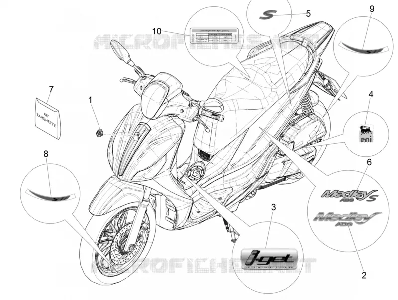 AUTOCOLLANTS - ETIQUETTES PIAGGIO PIAGGIO-SCOOTER 125 MEDLEY 2016  Medley 4T ie ABS