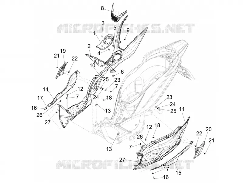 CARENAGE CENTRAL - REPOSES PIEDS PIAGGIO PIAGGIO-SCOOTER 125 MEDLEY 2021  Medley 125 Euro 5 ABS
