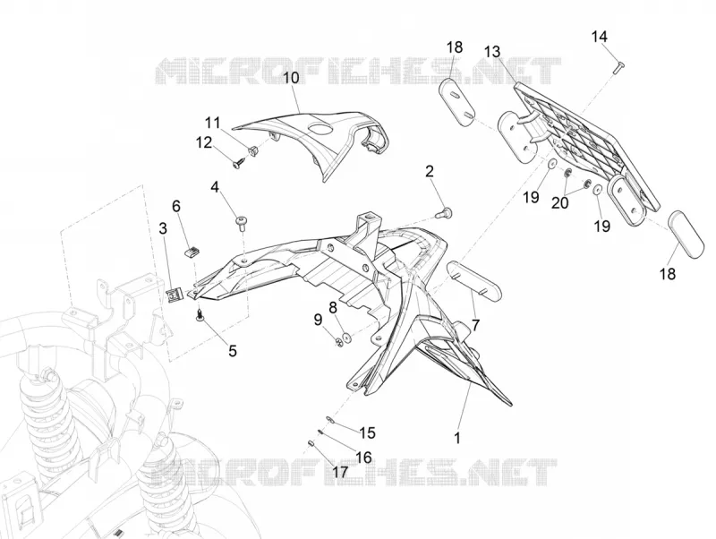 Couvercle arrière - Pare-boue PIAGGIO PIAGGIO-SCOOTER 125 MEDLEY 2022  Medley 125 Euro 5 ABS