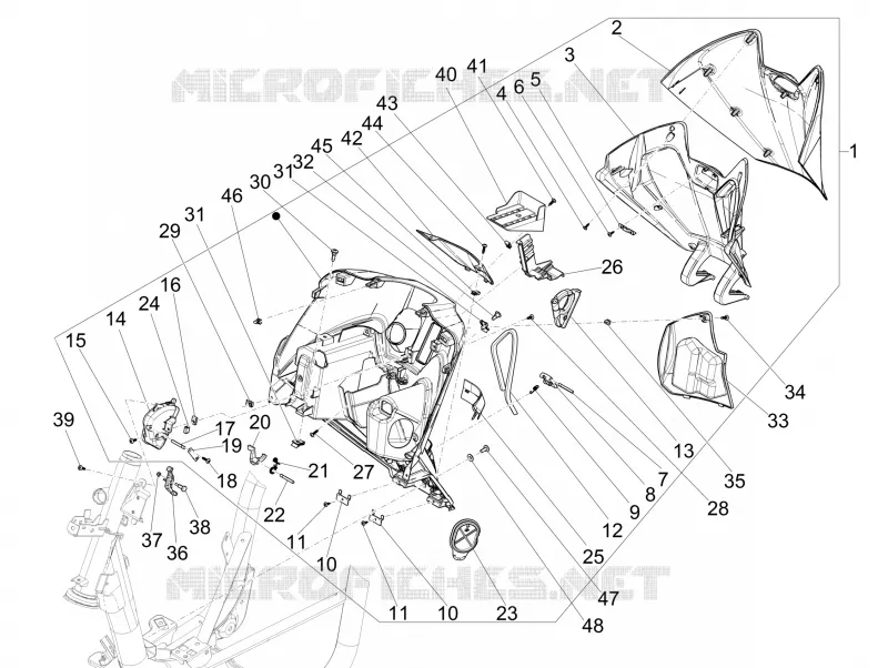 Coffre avant - Contre-tablier PIAGGIO PIAGGIO-SCOOTER 150 MEDLEY 2020  Medley 150 4T ie Euro 3 - Euro 4 ABS