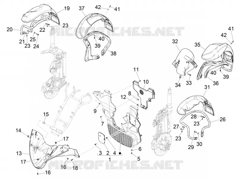 Logement roue - Garde boue PIAGGIO PIAGGIO-SCOOTER 300 MP3 2020  MP3 300 HPE / 300 HPE Sport Euro 5 ABS