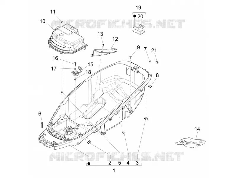 Logement casque - Dessous de selle PIAGGIO PIAGGIO-SCOOTER 400 MP3 2020  MP3 400 Euro 5