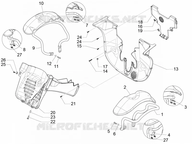 Logement roue - Garde boue PIAGGIO PIAGGIO-SCOOTER 500 MP3 2018  MP3 500 Business ABS E4
