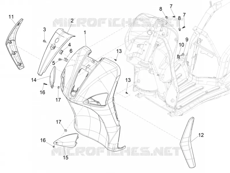 Tablier avant PIAGGIO PIAGGIO-SCOOTER 125 MYMOOVER 2021  Mymoover 125 Poste Italiane Euro 5
