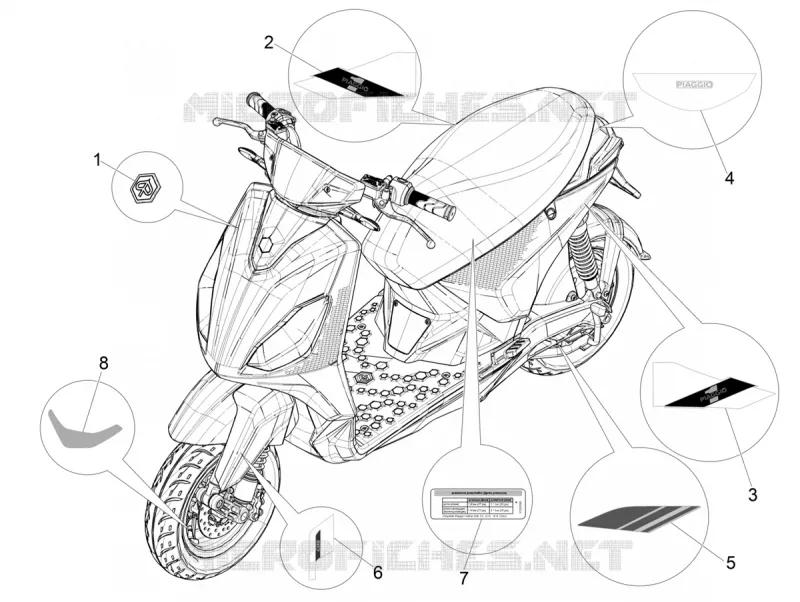 AUTOCOLLANTS - ETIQUETTES PIAGGIO PIAGGIO-SCOOTER ELECTRIC PIAGGIO-1 2022  Piaggio 1 Motorcycle