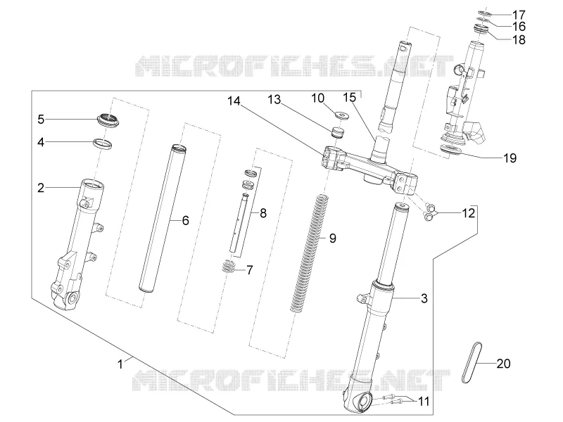 Fourche/tube direction - Ensemble butée dir. PIAGGIO PIAGGIO-SCOOTER 50 TYPHOON 2016  Typhoon 50 2T Euro 2