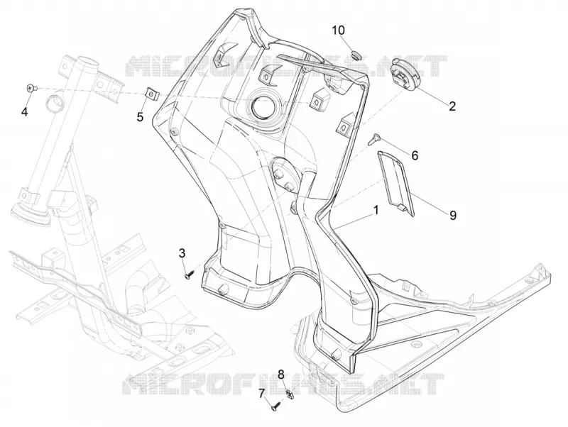 Coffre avant - Contre-tablier PIAGGIO PIAGGIO-SCOOTER 50 TYPHOON 2020  Typhoon 50 2T Euro 4