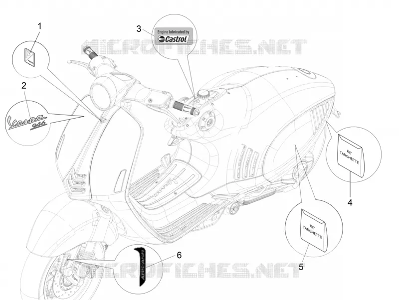 AUTOCOLLANTS - ETIQUETTES VESPA VESPA-SCOOTER 150 946 2021  946 150 Euro 4 ABS Christian Dior