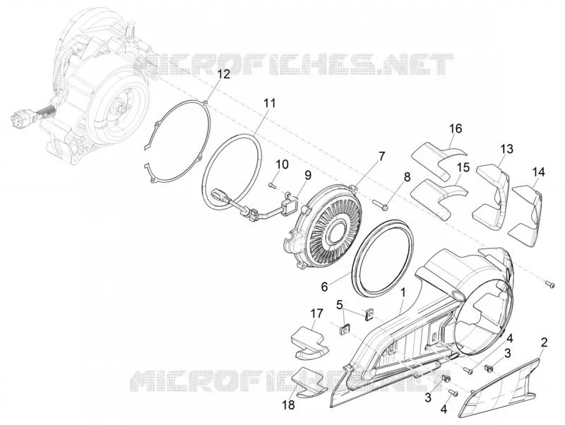 Couvercle carter - Refoidissement carter VESPA VESPA-SCOOTER ELECTRIC ELETTRICA 2021  Elettrica 25 km/h SCH Euro 5