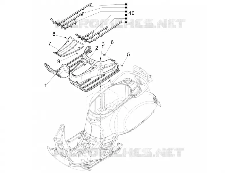 CARENAGE CENTRAL - REPOSES PIEDS VESPA VESPA-SCOOTER 300 GTS 2021  GTS 300 75° Anniversario Euro 3 - Euro 4