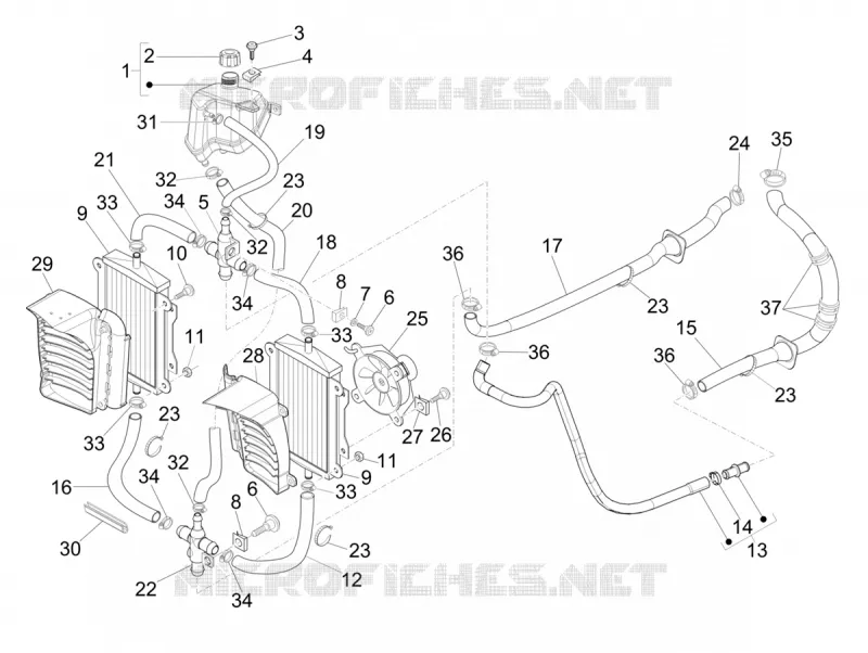Instalation de refoidissement VESPA VESPA-SCOOTER 300 GTS 2020  GTS 300 HPE 4T 4V ie Euro 5 ABS