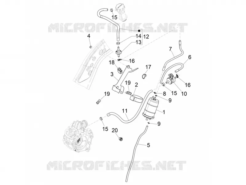 Système anti-évaporation VESPA VESPA-SCOOTER 300 GTS 2020  GTS 300 HPE 4T 4V ie Euro 5 ABS