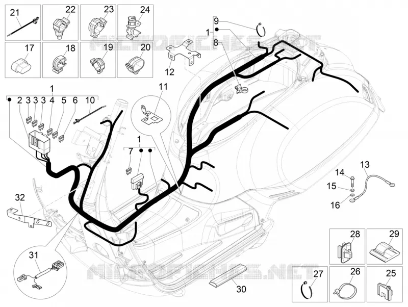 FAISCEAU ELECTRIQUE PRONCIPAL VESPA VESPA-SCOOTER 300 GTV 2020  GTV 300 HPE SEI GIORNI ie Euro 4 ABS