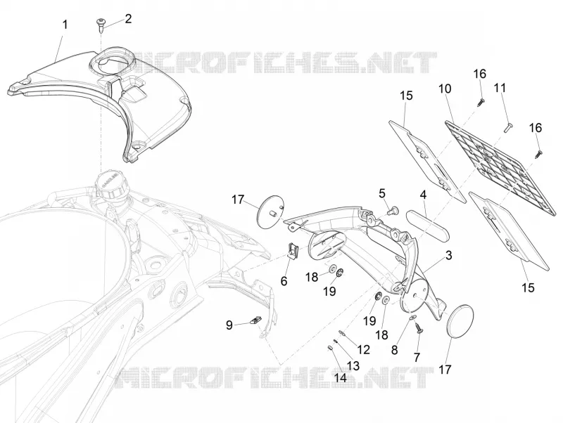 Couvercle arrière - Pare-boue VESPA VESPA-SCOOTER 125 PRIMAVERA 2023  Primavera 125 4T 3V ie Euro 5 ABS