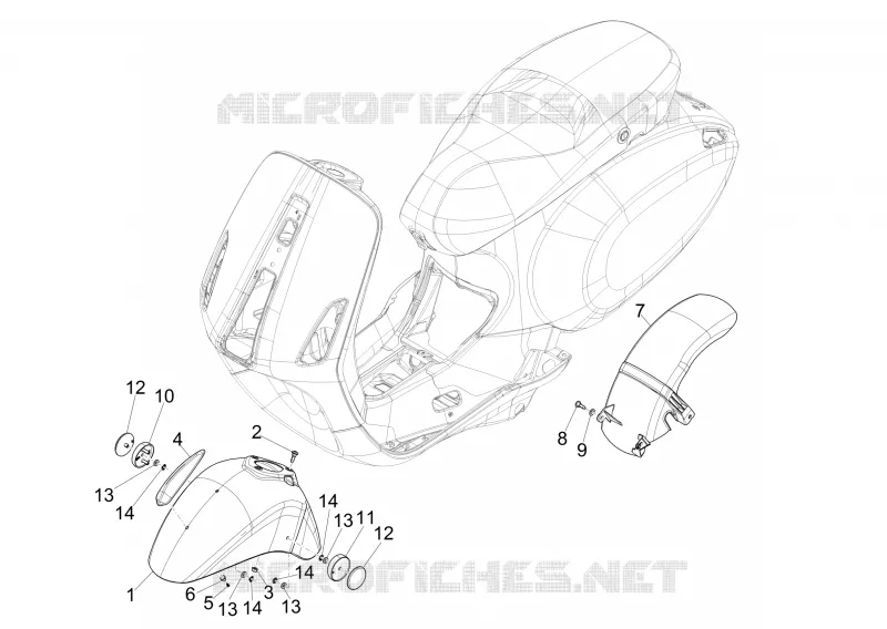 Logement roue - Garde boue VESPA VESPA-SCOOTER 50 PRIMAVERA 2020  Primavera 50 Euro 4