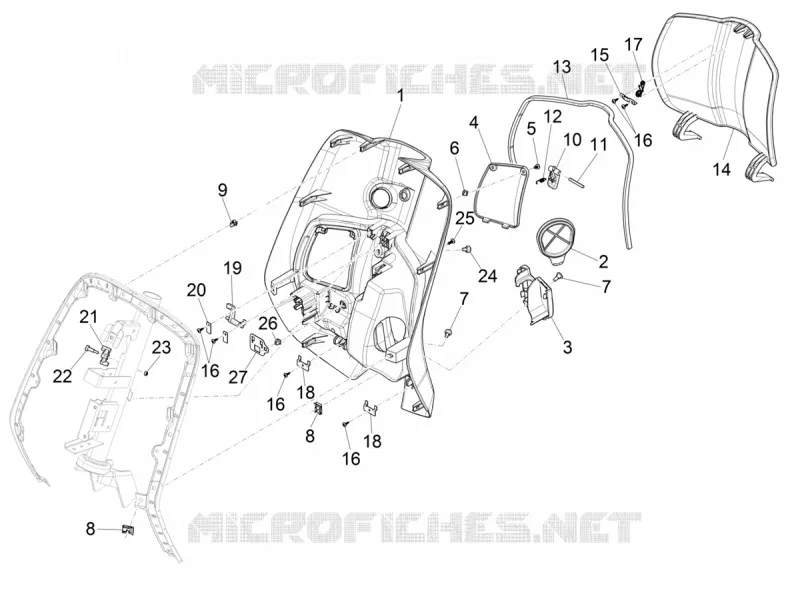 Coffre avant - Contre-tablier VESPA VESPA-SCOOTER 125 SPRINT 2021  Sprint 125 4T 3V ie Euro 5 ABS